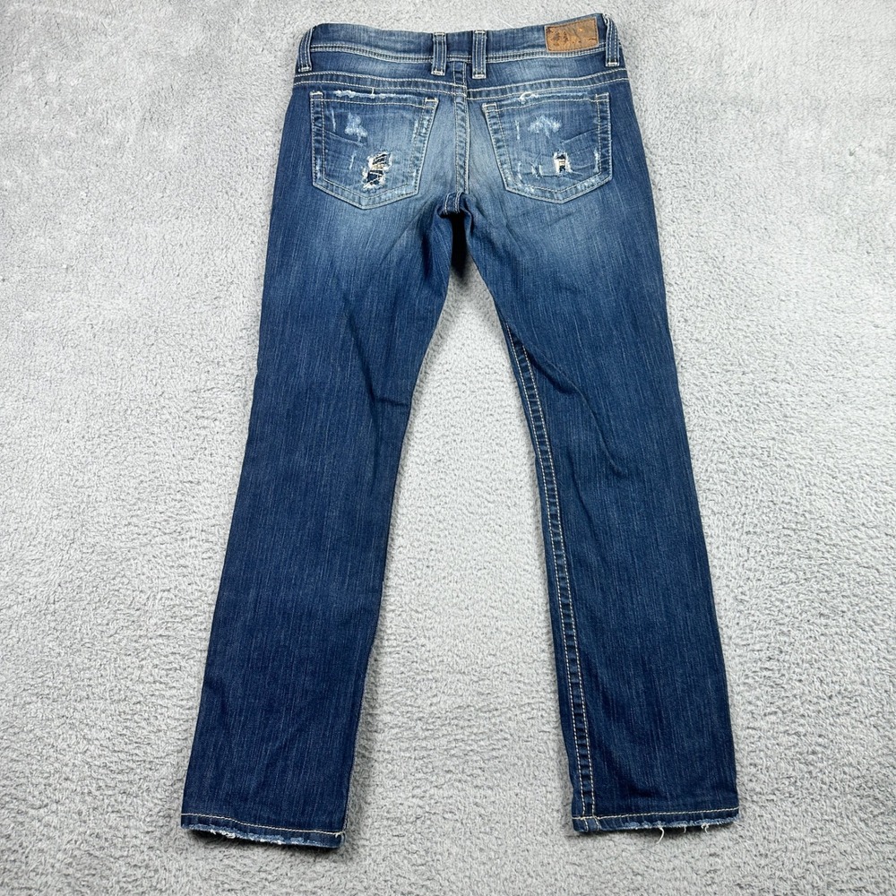 BKE Payton Straight Leg Jeans Womens 29R (Fits 31x29) Blue Distressed Stretch